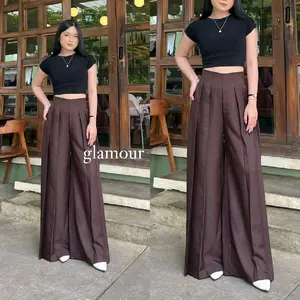 Glamour outfit - Lavie Pants - Culote Palazzo Highwaist Celana Panjang Wanita - Celana Fashion Muslim Wanita - Celana Kasual Trendy - Viral