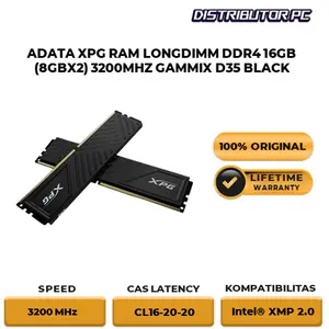 ADATA XPG RAM LONGDIMM DDR4 16GB (8GBX2) 3200MHZ GAMMIX D35 BLACK