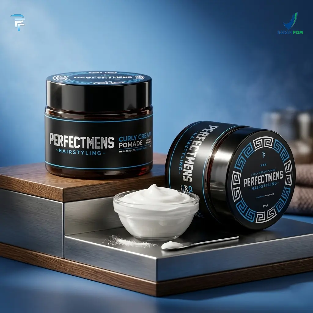 Perfectmens Hairstyling Curly Cream Pomade 50gr / Pomade Pria / Medium Hold / Medium Shine / Moisturizing / Melembabkan Rambut / Membuat Rambut Ikal Kering Menjadi Lembut Berkilau Perawatan Cowok