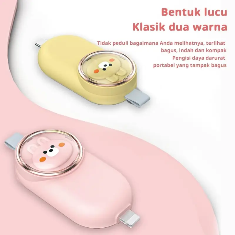 Powerbank Mini Type-C dan IPhone 2500mAh Darurat Saku Portabel 3