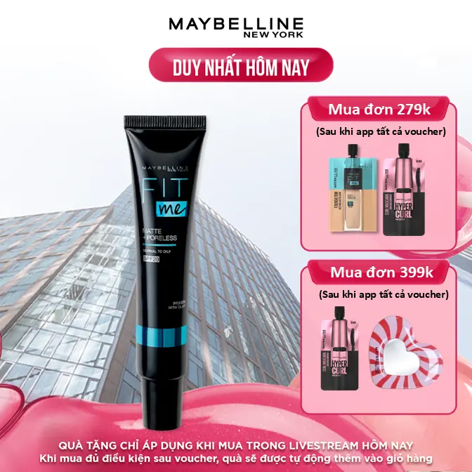 Kem lót kiềm dầu ngăn xuống tông SPF 20 Fit Me Primer Matte+ Poreless Maybelline New York 30ml