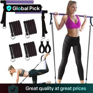 3 Sectional Pilates Bar with Stacking Resistance Band, 1 Set Pilates Bar Kit, Home Gym Equipment for Women & Men, Valentine's Day Gift, Stretching Gear, Workout Band, Pilates Machine Equipment, Multifunctional Pilates, Yoga Equipment, Elastic Sport Band