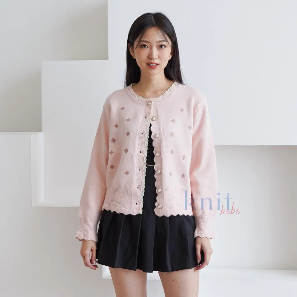 KNITBEBE - MIKYUNG Atasan Cardigan Rajut Knit Top Floral Bunga