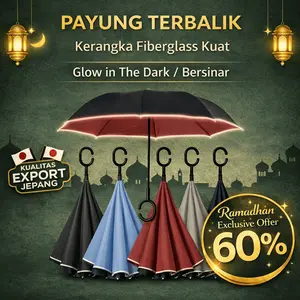 SevenPlus Payung Terbalik / Reverse Umbrella Gagang C 2 Lapis Kain Pongee 190T payung kazbrella polos payung mobil payung besar payung jumbo upsize down umbrella payung premium payung manual otomatis payung terbalik besar payung mobil bukaan terbalik