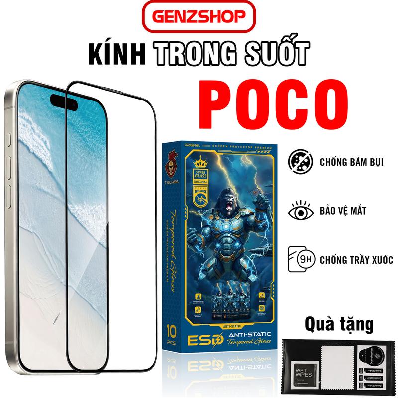 Cường lực cho Xiaomi Poco X7 X6 X5 X4 X3 X2 GT PRO NFC Neo 4G 5G Kính trong suốt Kingkong phủ nano kháng nước Phụ Kiện
