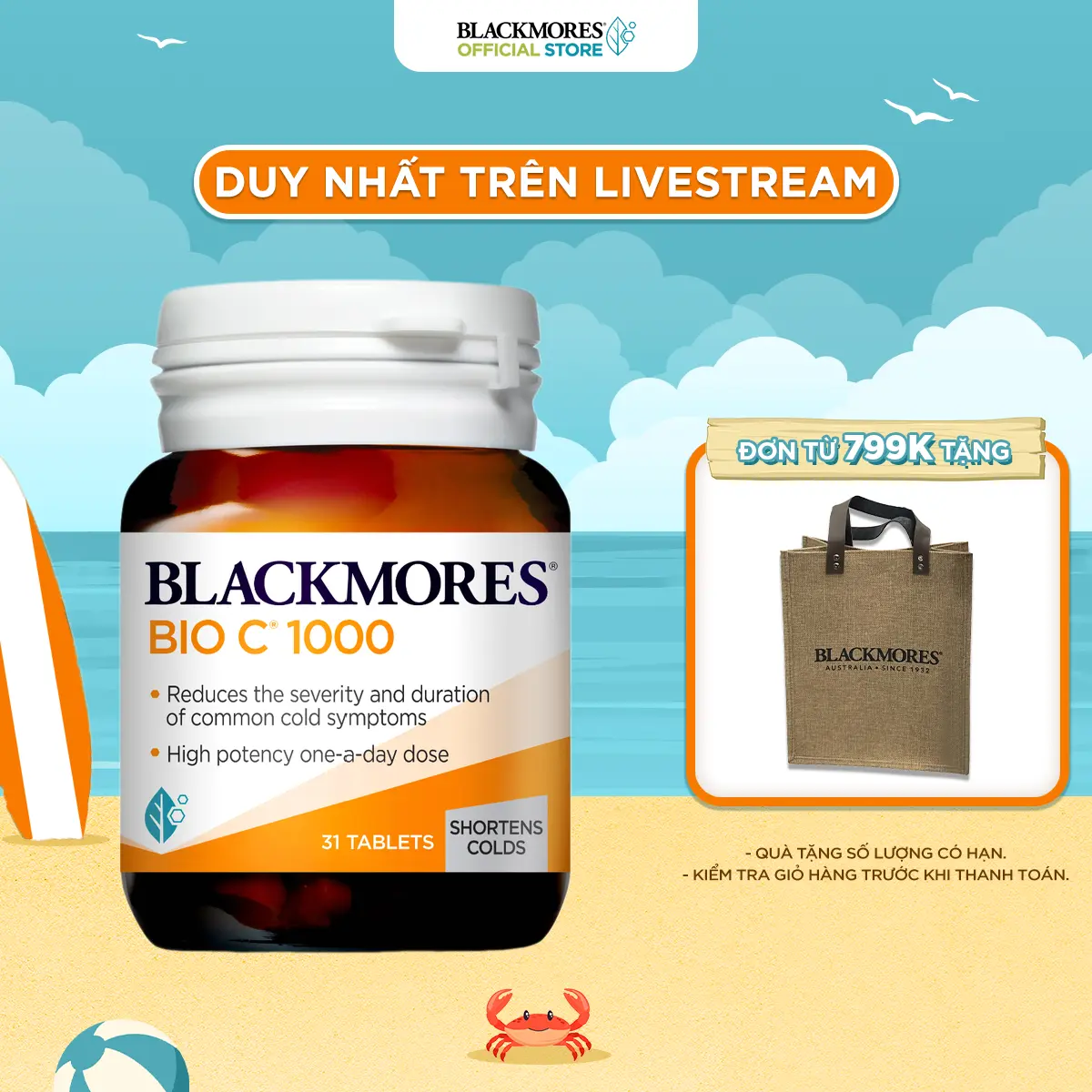 Viên Uống Bổ Sung Vitamin C BLACKMORES Bio C 1000mg Lọ 31 Viên