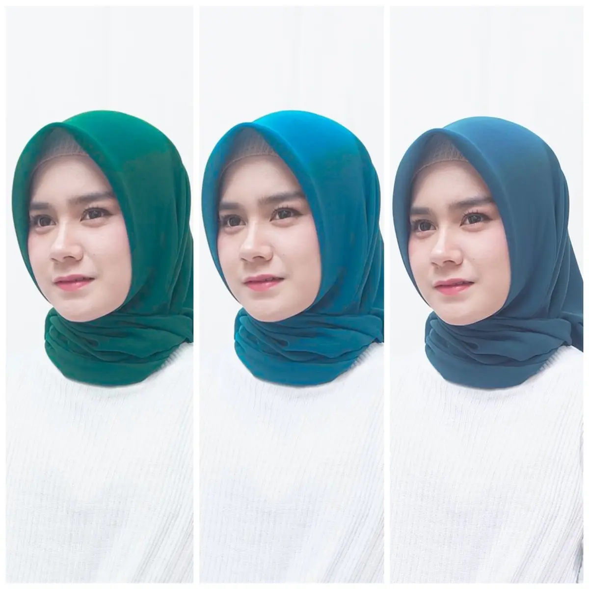 Series Blue Emerald / Green Emerald - Hijab Pollycotton Hijab Square ( Hijab Warna Blue Emerald, Green Emerald, Navy )