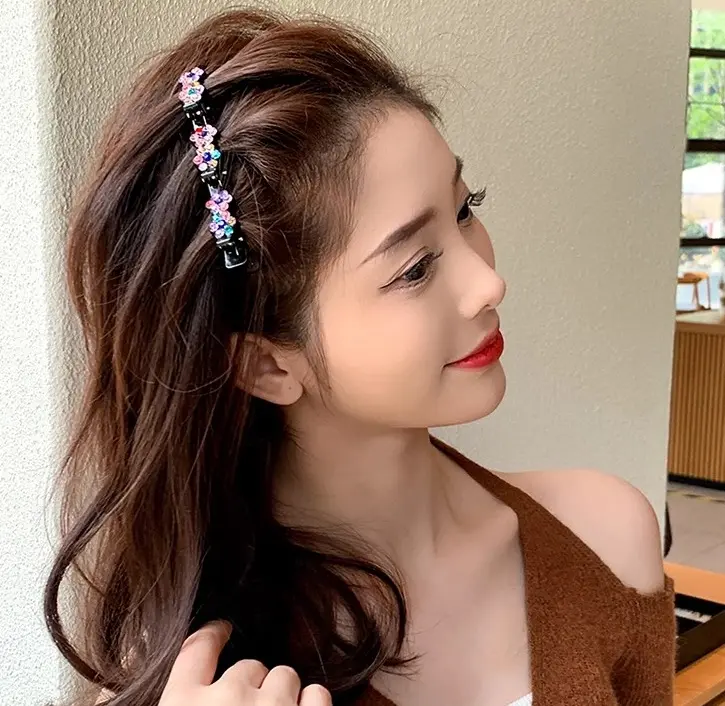Kẹp Mỏ Vịt Dệt Tóc, Phong Cách Công Chúa Ngọt Ngào Và Bồng Bềnh Kẹp Tóc Hai Lớp, Kẹp Bên Thanh Lịch, Kẹp Thẳng Hoa, Kẹp Bên, Với Kẹp Tóc Trang Trí, phong cách phụ nữ, thời trang thanh lịch và đẹp Women，kẹp tóc 5
