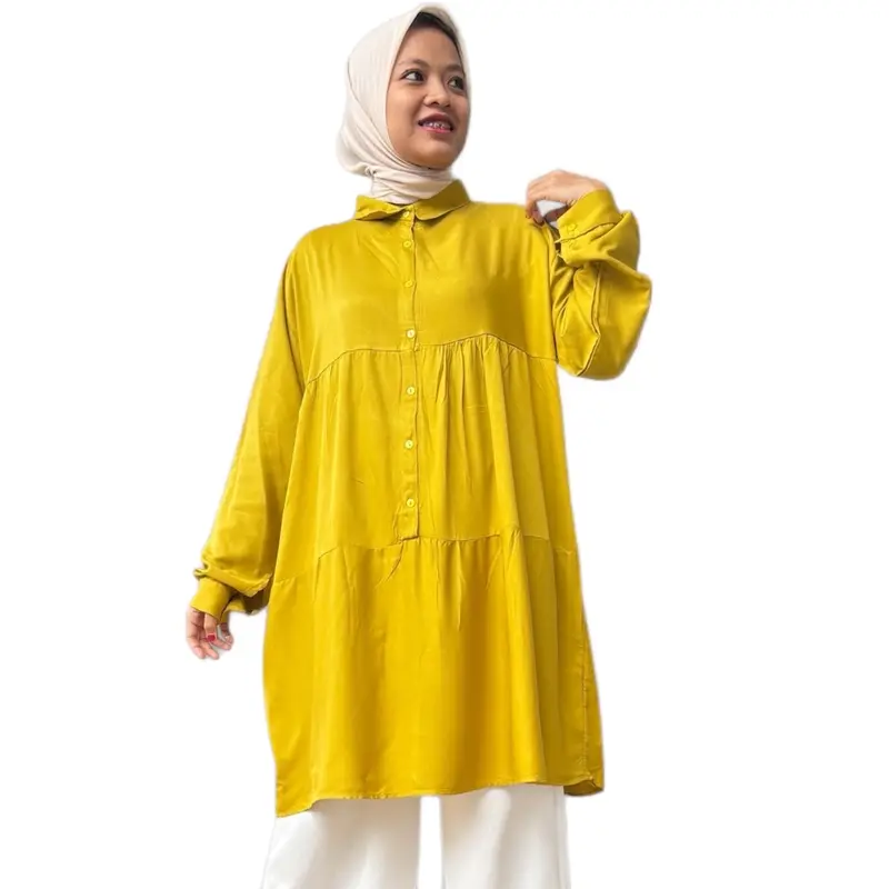 Tunik Alya Rempel Rayon Twill Lembut dengan Kancing Aktif 3