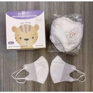MASKER DUCKBILL 3PLY ANAK POLOS PUTIH HITAM ABU 1BOX ISI 50PCS MEREK RANDOM PART 3 - Putih, Db.Anak 50pcs/box