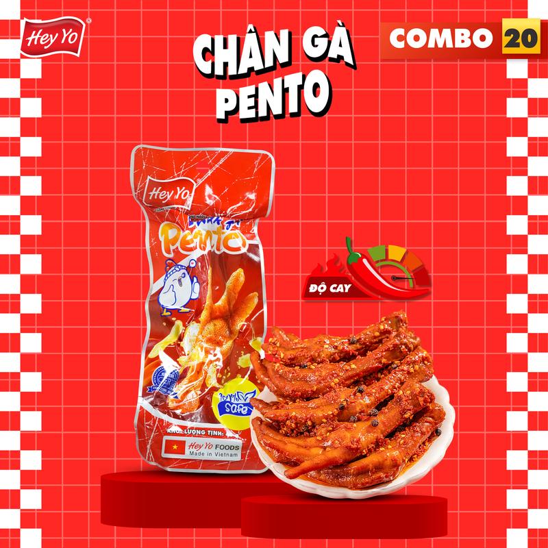  Combo 20 Chân gà siêu cay Pento vị xuyên tiêu bùng nổ 40g thơm ngon hấp dẫn Hey Yo Foods Chua cay 