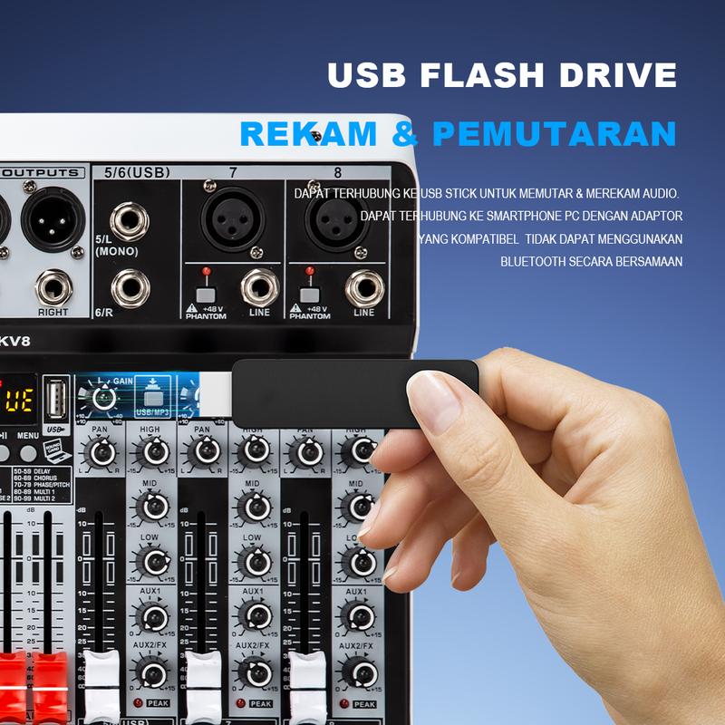 BOMGE 4/6 Channel Audio Interface Sound Board Mixing Console 16-Bit 99DSP DJ Mixer Audio Reverb Effect +48V Phantom Bluetooth Studio Audio Mixer For Karaoke Studio Streaming 2