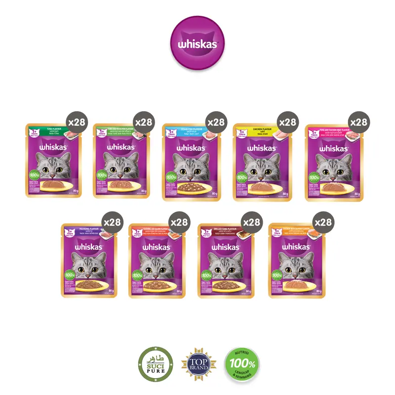 Whiskas Makanan Kucing Basah Pouch Pilih Rasa 80gr (28-Pack)