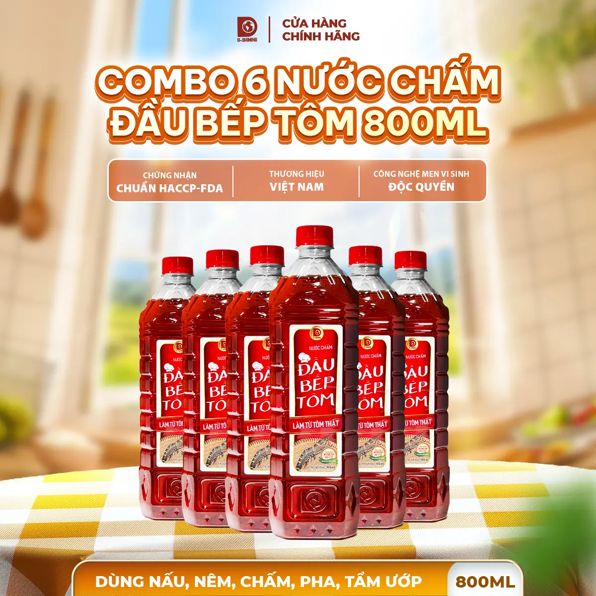 [KOL] [Giá Sốc_ 89K 1 Thùng]_Nước chấm Đầu Bếp Tôm_Tôm thật pha sẵn_6 chai nhựa 800ml