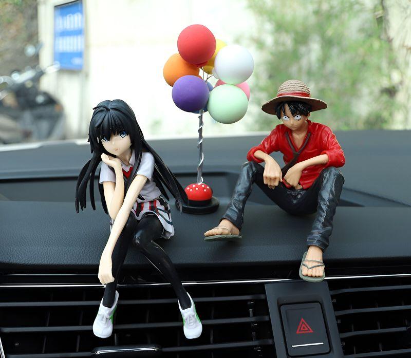Action Figure One Piece Pajangan Dashboard Mobil Motif Luffy & Snow Yukino Toy Premium ABS Tokoh Aksi Keren PVC Berkualitas Karakter Anime Hits Finishing Sempurna Anti Kusam Include Double Tape 3M