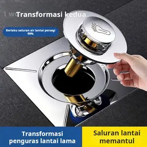 Penutup lubang pembuangan lantai kamar mandi model pop-up dengan inti dalam tertutup rapat, desain anti-penyumbatan universal dan senyap.
