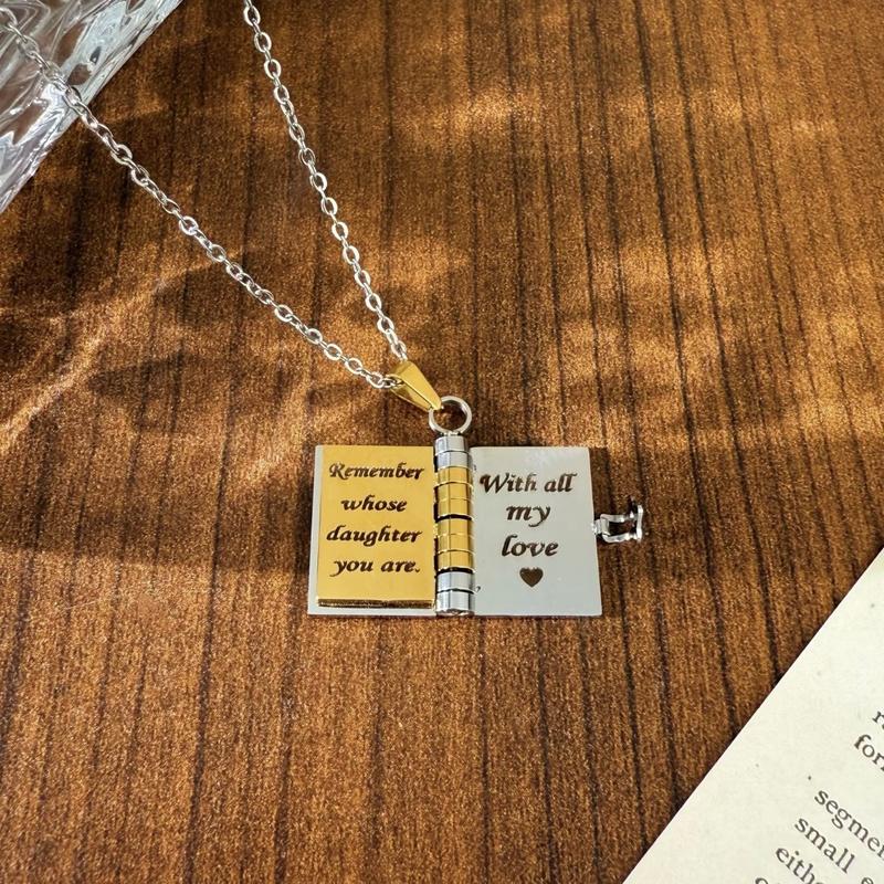 Gift for Daughter Son Book Necklace for Child My Little Star Memorial Gifts Jewelry of Love,  Flip Book Locket Message Letter Necklace for Mom, Birthday Jewelry Gift My Champion Necklace for Son