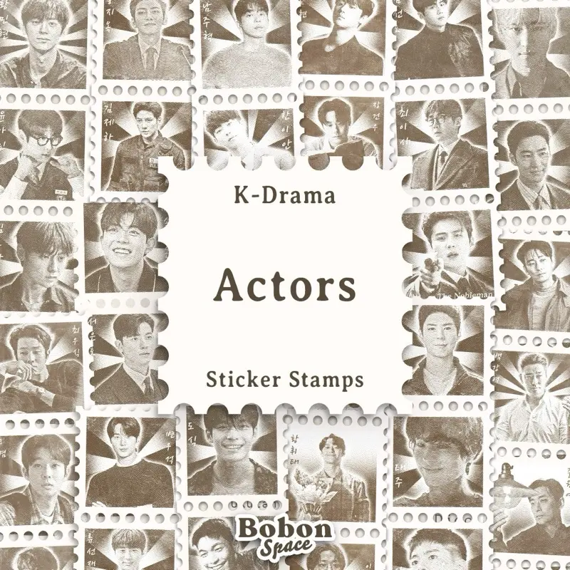 STICKER VINTAGE STAMPS - K-ACTORS DRAMA MOVIE | STIKER PRANGKO PERANGKO JADUL ANTI AIR WATERPROOF BYEON WOOSEOK PARK BOGUM LEE DOHYUN KIM SEONHO JU JIHOON CHOI WOOSHIK WI HAJOON Buku Paper Stationery stickers