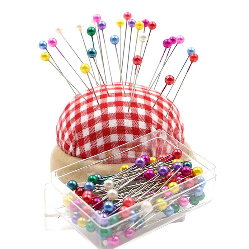 100pcs/box Long Round Pearl Needle Hijab Clips Brooches Sharp Metal ...