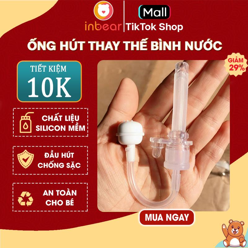 Ống Hút Thay Thế Bình Nước Inbear Có Van Chống Sặc, Bóng Trọng Lực Cho Bé