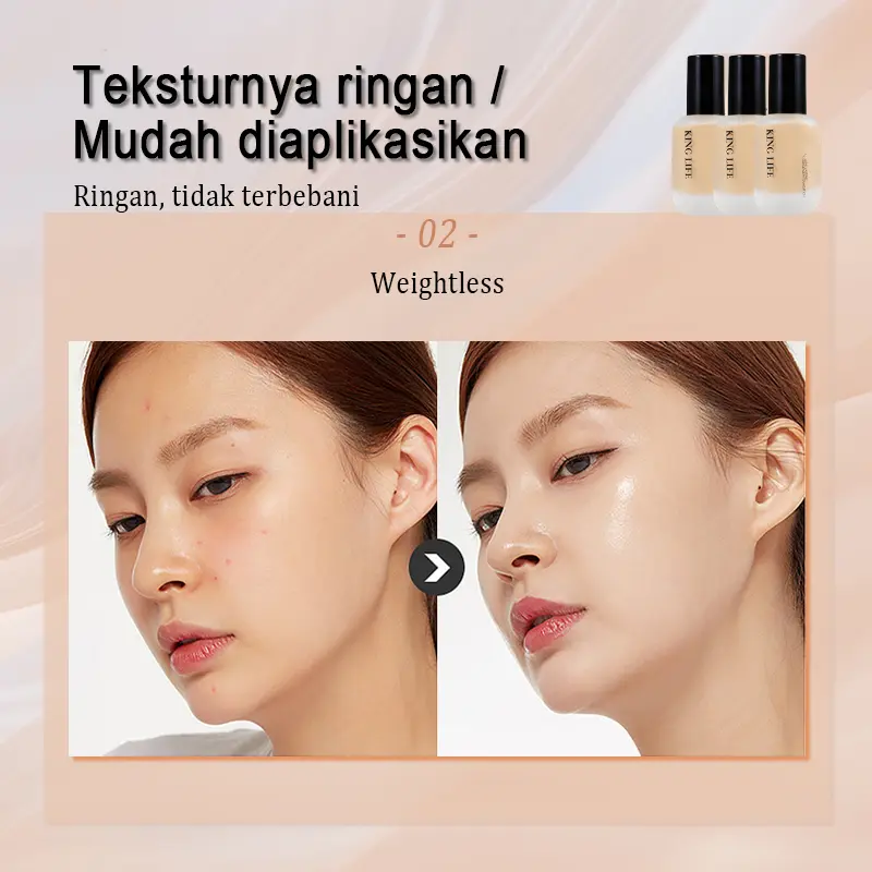 Kinglife All Day Perfect Serum Foundation Full Coverage Matte + Poreless Liquid Foundation Make Up 30ml Concealer Lasting Kering Extract skintint  cleya Dark 4