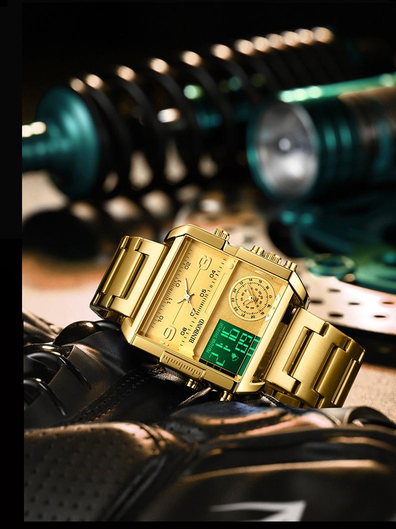 LUXUERY Jam Tangan Pria TRIPLE Time Original Tahan Air Analog Digital Rantai Stainless Steel BEST QUALITY Double Lock Keren BISA COD Watch Watches