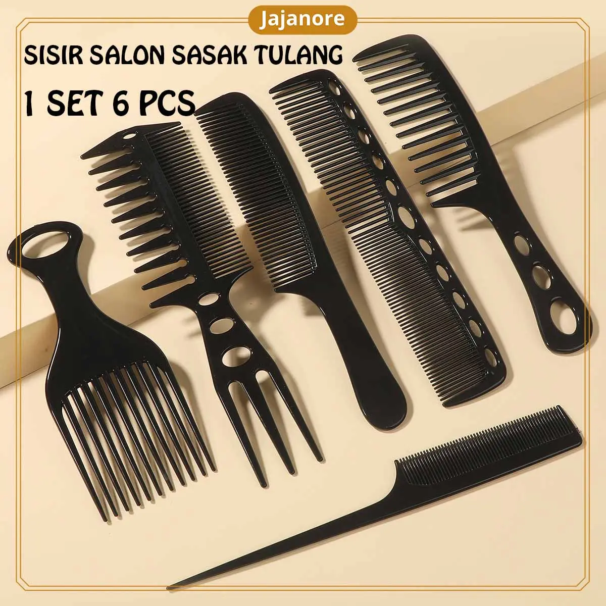 JR - SET 6 IN 1 - SISIR RAMBUT SASAK MODEL TULANG PREMIUM / SISIR SASAK / SISIR TULANG / SISIR SALON