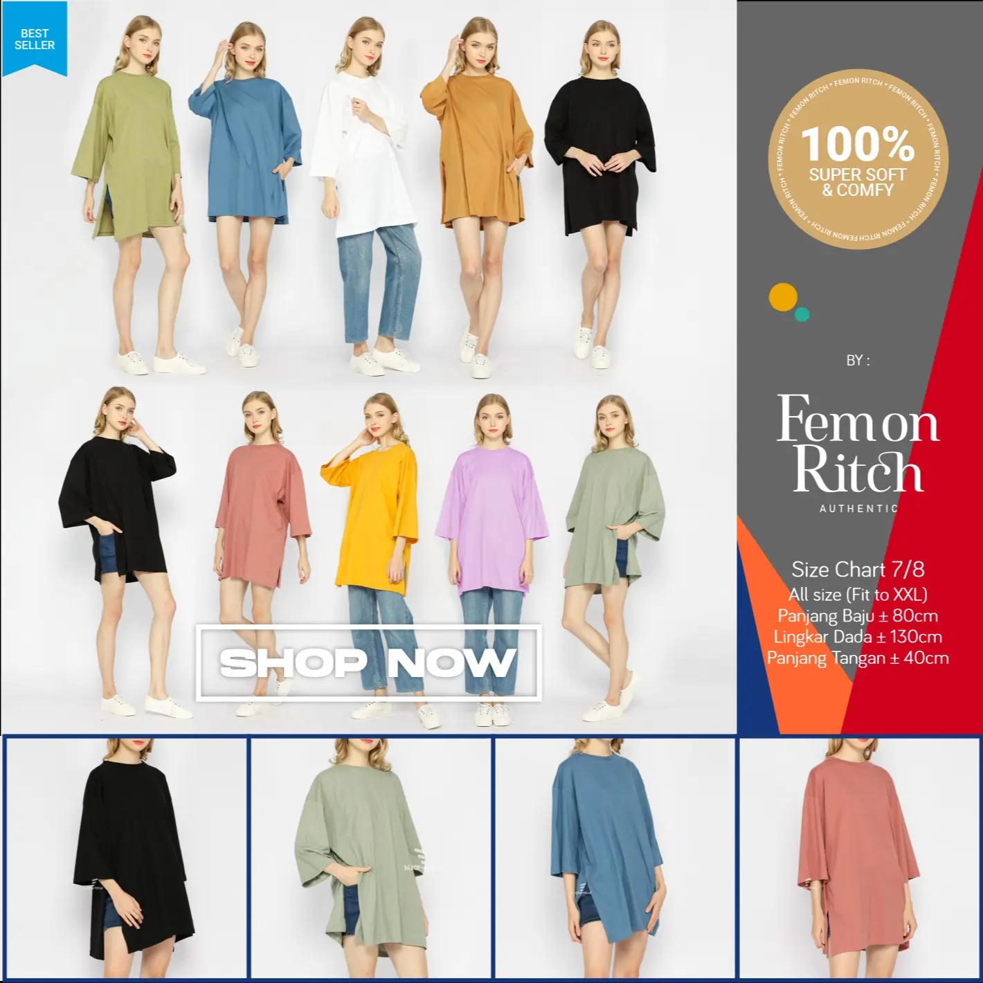 Busui Baju Menyusui Bukaan Kanan Kiri JUMBO LD130cm Kaos Polos BIG SIZE Wanita Oversize Cotton Lengan 7/8