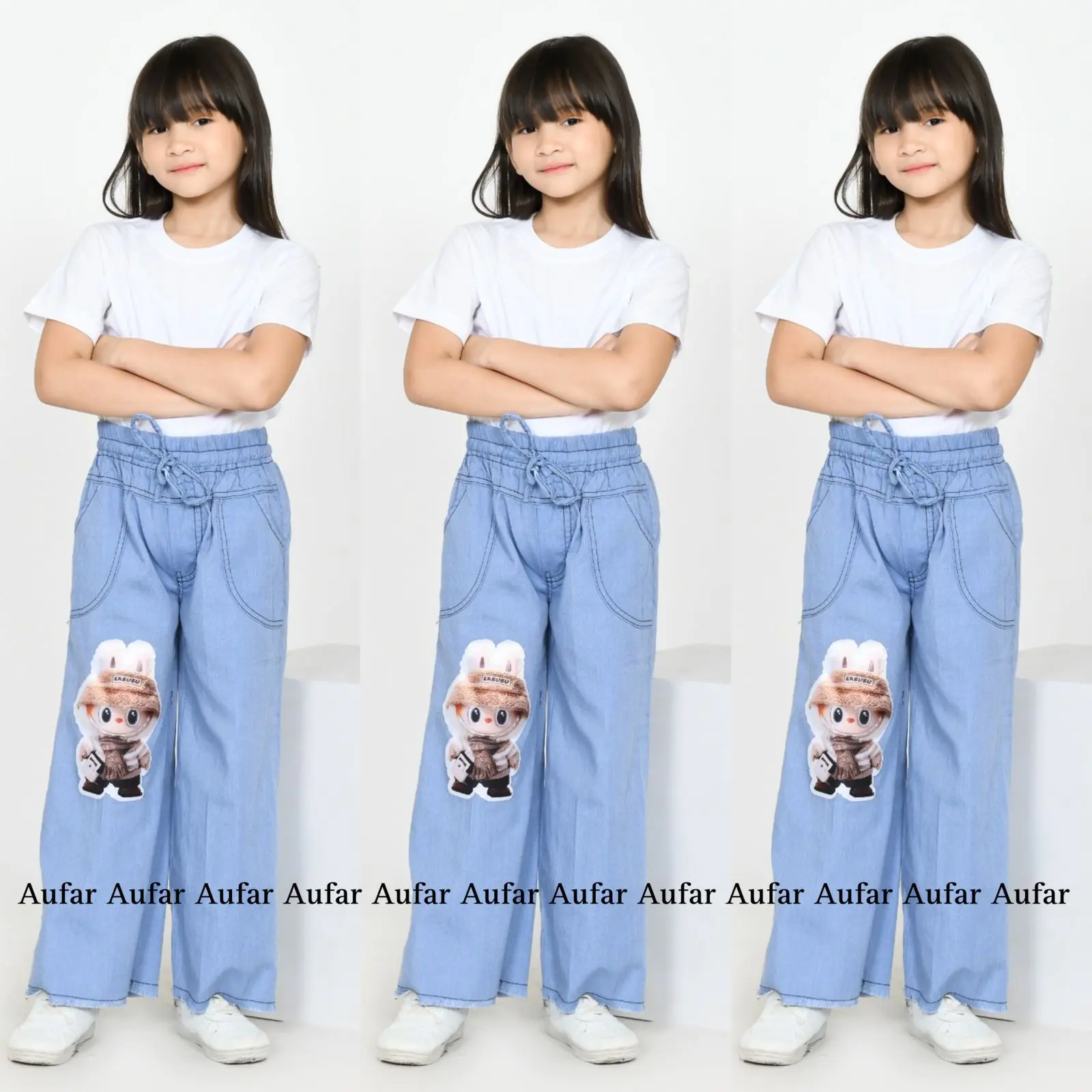 KULOT JEANS BONEKA LABUBU ANAK PEREMPUAN UMUR 5-12 TAHUN  BISA NYALA