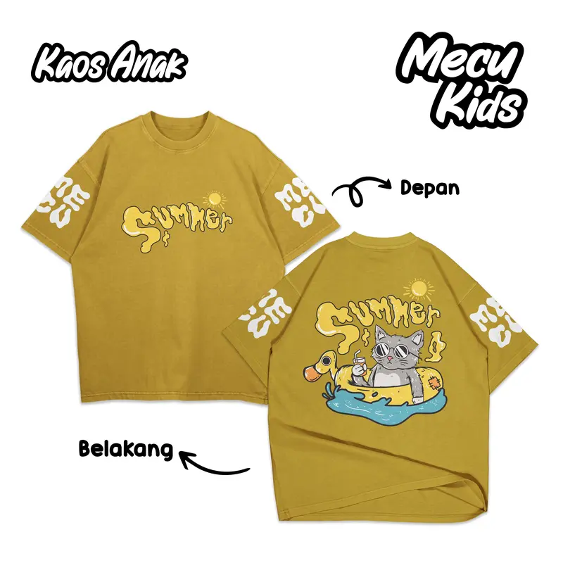 MECUKIDS CAT SUMMER KAOS DISTRO ANAK UMUR USIA 4 5 6 7 8 9 10 11 12 Tahun Tangan Lengan Pendek Combed Katun 0