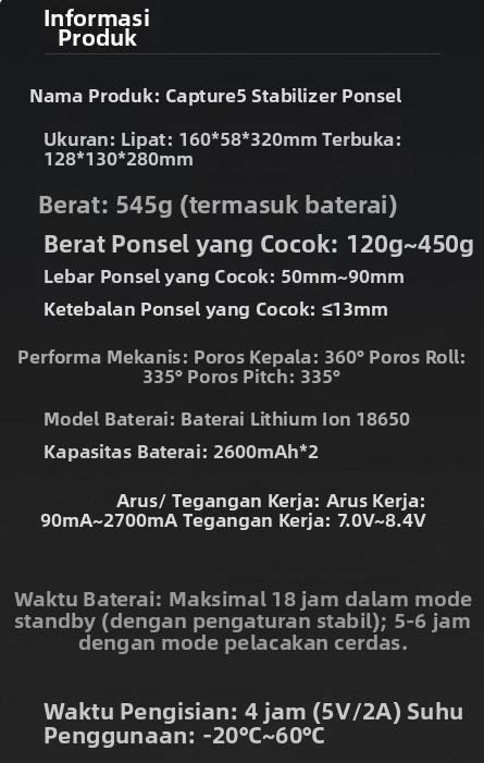 FUNSNAP Capture5 Gimbal Stabilizer HP 3 sumbu, AI Tracking Otomatis untuk Vlog & Live Streaming