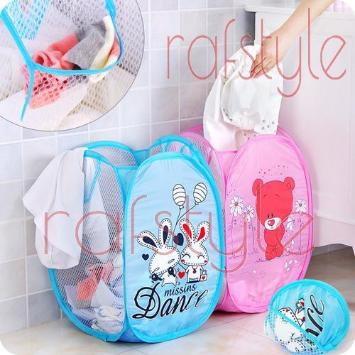 BINTANGLIMA Keranjang Baju Kotor Lipat Motif atau Laundry Basket SerbaGuna Impor 2