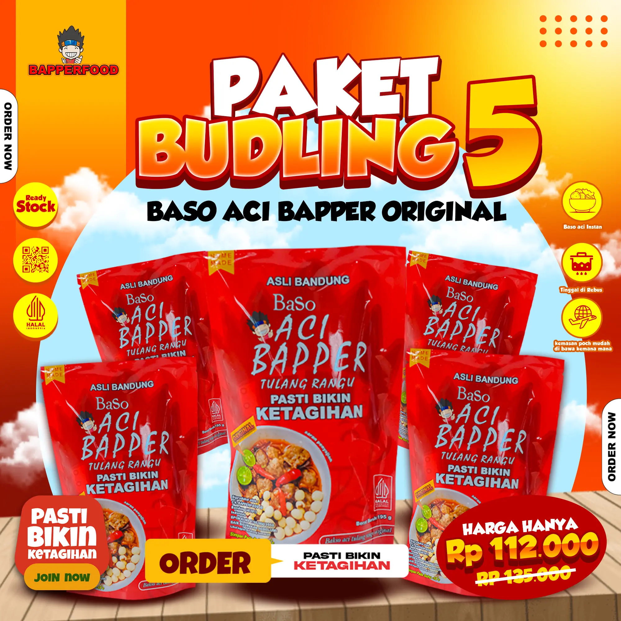 PAKET BUDLING 5PCS BASO ACI BAPPER ORIGINAL