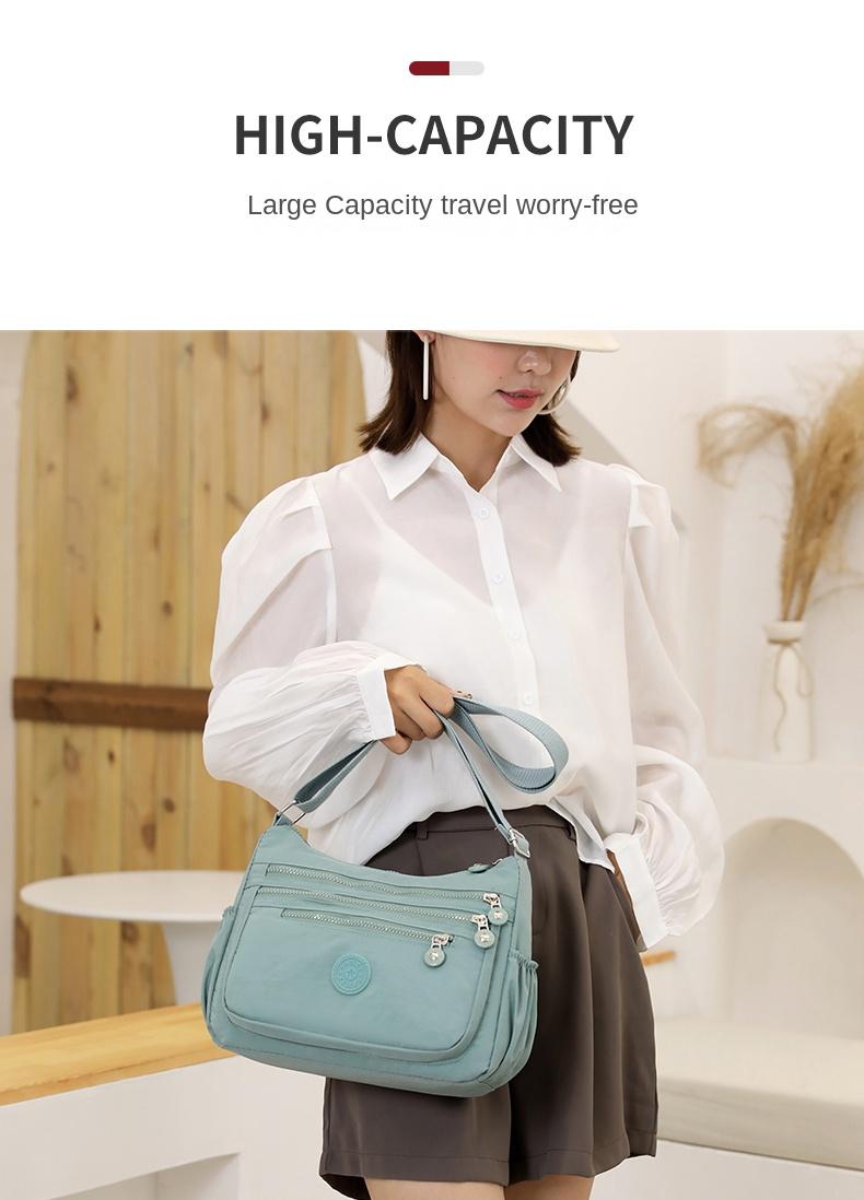 Product Introduction of Túi Đeo Chéo Nylon Chống Thấm Nước Cho Nữ, Túi Du Lịch Sức Chứa Lớn Có Khóa Kéo Nhiều Lớp Cho Bé Gái, Túi Đưa Thư Đựng Đồ Giải Trí Ngoài Trời Đeo Vai 8