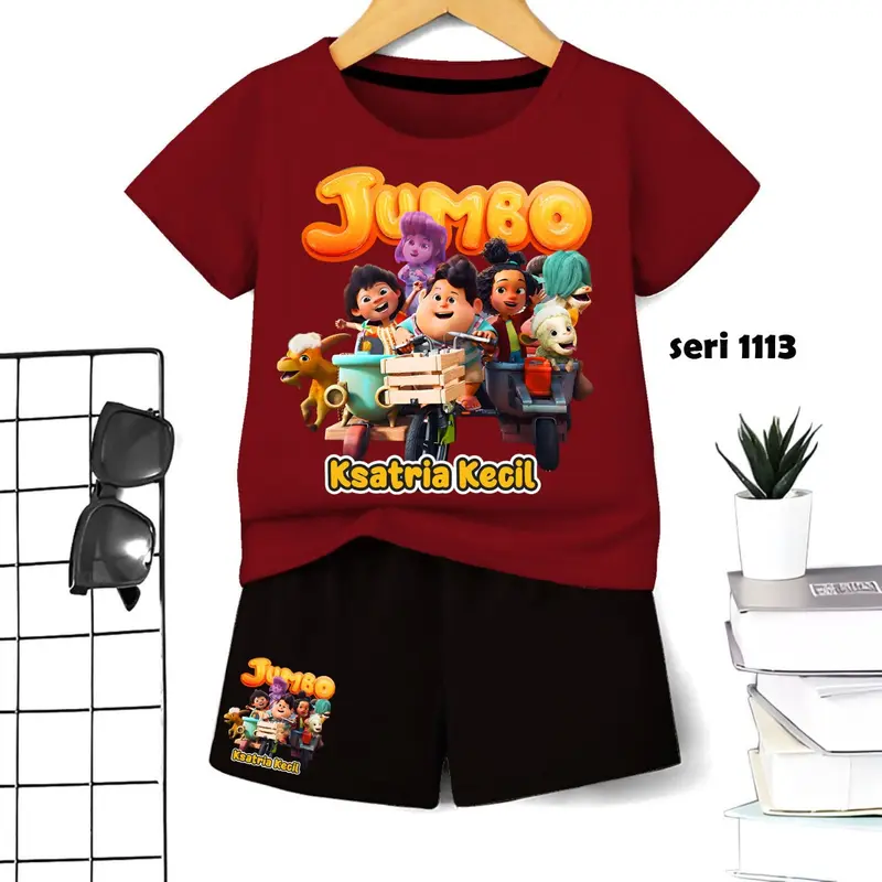 COD Setelan pendek Anak  laki dan perempuan Anime  Umur 1 Tahun Sampai 10 Tahun.Baju Kaos Lengan Pendek Anak Parsel 4