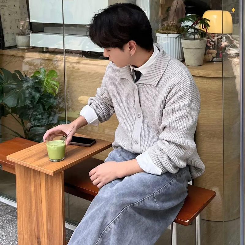 Áo Khoác Len Cardigan Dệt Kim Màu Trơn Cao Cấp Dáng Rộng Nam Nữ Menswear NT25 A02 9