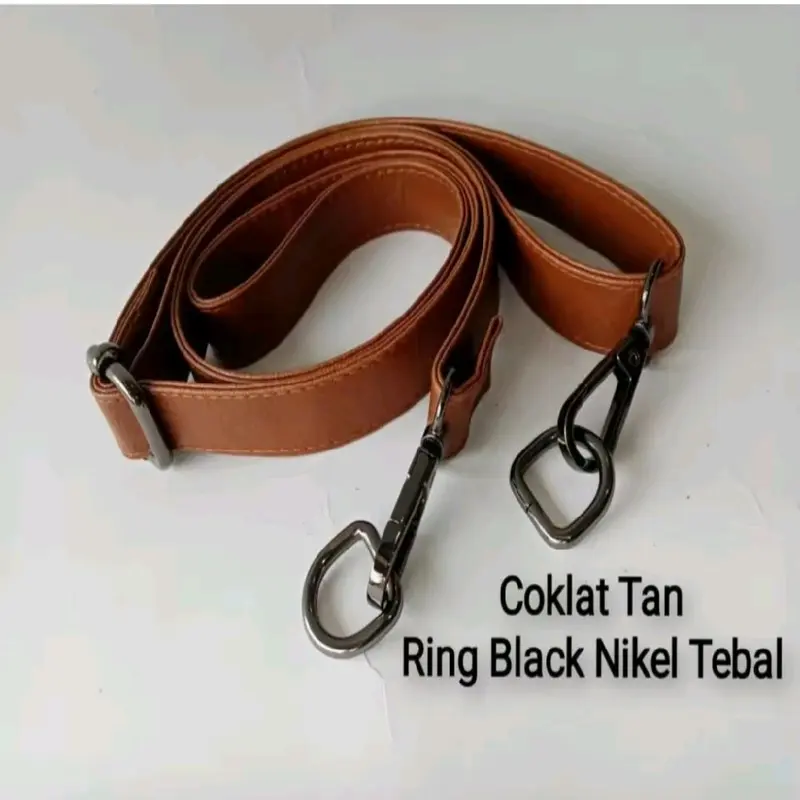 Tali Tas Selempang Kulit Sintetis/Sling bag Pengait Hitam/Black accesories Super Tebal Wanita Pria 1