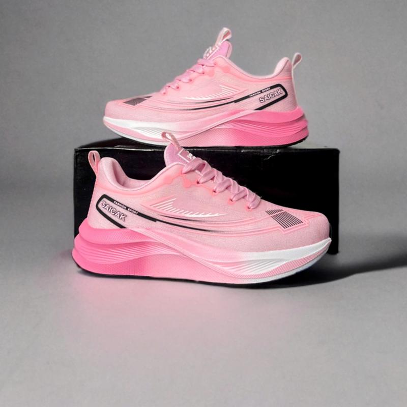  Giày Thể Thao Nam Nữ Chạy Bộ Aerobic Đế Nhẹ YUN-2556 Hồng Trắng Sneaker Sport Tập Thể Dục Tập Chạy Bộ 