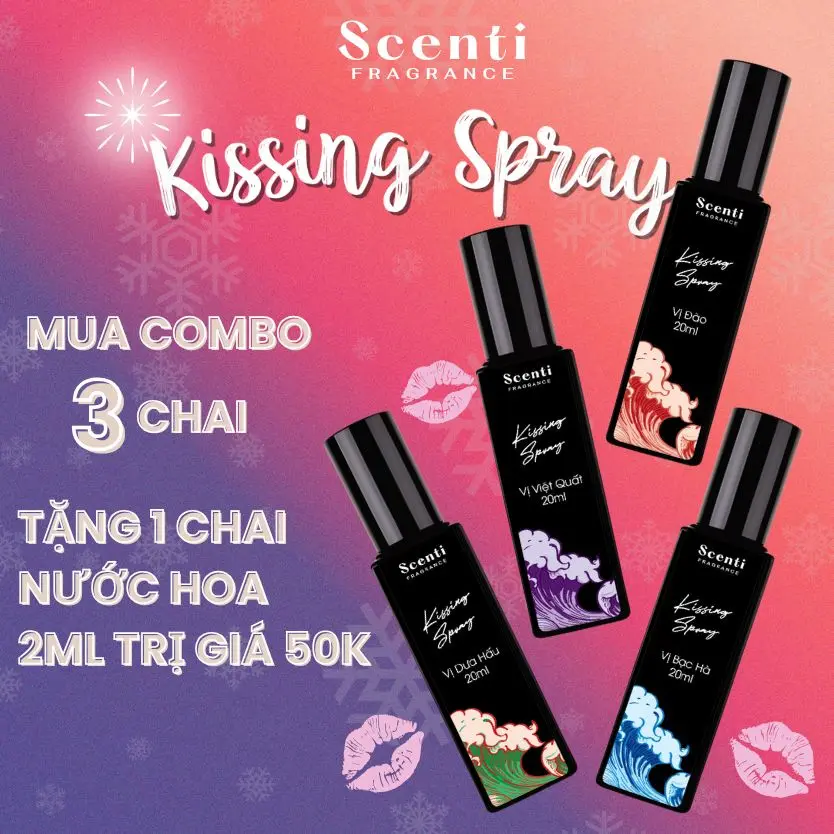 Xịt Thơm Miệng Kissing Spray Scenti Fragrance 20ml Chai Mới Hương Thơm Ngọt Mát, Tự Nhiên - Dạng Xịt Miệng Chai 20ml