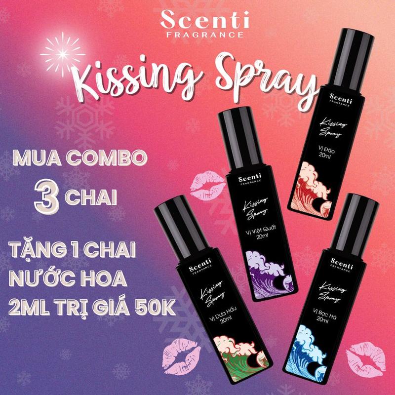 Xịt Thơm Miệng Kissing Spray Scenti 20ml Chai Mới Hương Thơm Ngọt Mát Tự Nhiên - Dạng Xịt Miệng Chai 20ml
