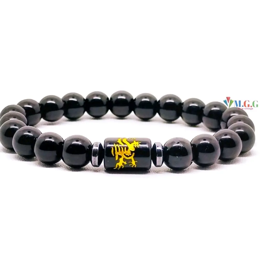 Gelang Terapi Pria & Wanita Asli Jade Stone Oryginal Fengshui Ukir Naga Gold gelang giok china