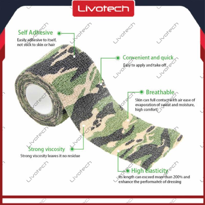 READY STOCK Finger Tape Camo 5cm x 4.5m Self Adhesive Bandage Wristape Camouflage 1