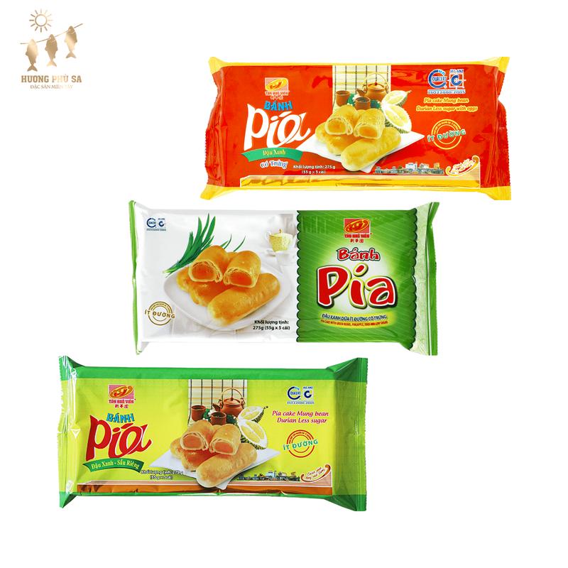  Bánh Pía Ít Đường Tân Huê Viên Nhân Đậu Xanh  Sầu Riêng Có Trứng   Dứa Có Trứng   Sầu Riêng Không Trứng  - Đặc Sản Sóc Trăng 