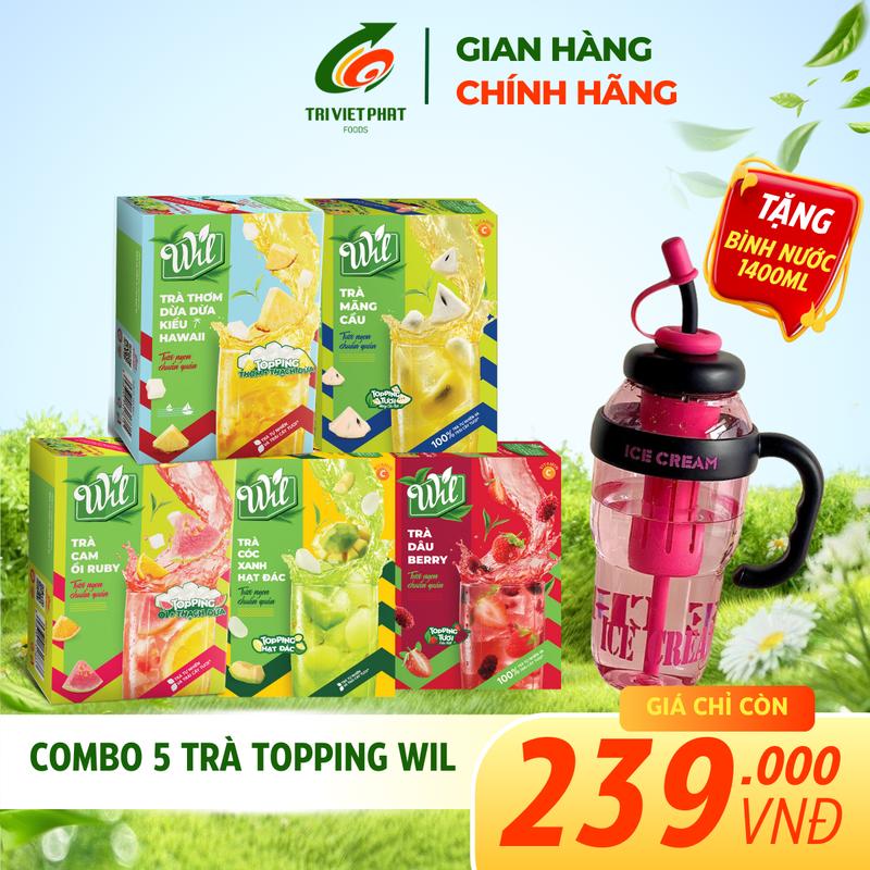   TẶNG BÌNH NƯỚC  Combo 5 trà hòa tan Wil trà cam ổi trà mãng cầu trà thơm dừa dừa trà dâu cóc xanh 