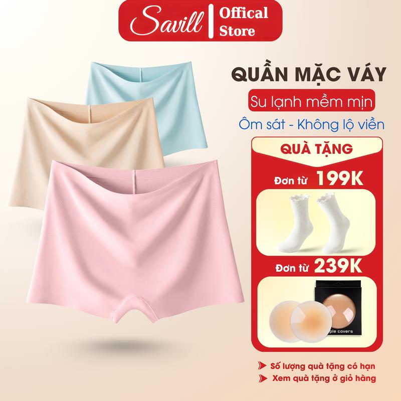  Combo Quần boxer nữ chất su mặc váy thoáng mát Set 3 Quần lót nữ mặc trong váy ôm body không lộ viền SAVILL V8205 Nữ Women Voan Voi 