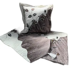 Paket Sarung Bantal Sofa Bordir Premium Coklat uk 40x40 atau 45x45