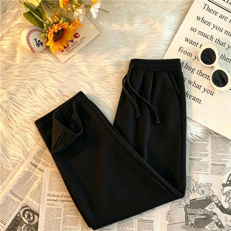 Quần dài suông rộng che khuyết điểm unisex 3 tone màu đen xám xám kem không xù vải dễ phối đồ hàng ngày