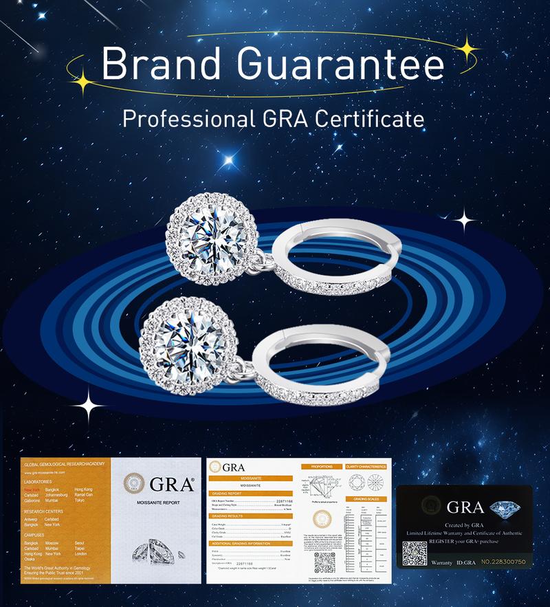 Product Introduction of 【003Harga telah dibanting, segera di CO】Chard Wake Anting princess round Anting wanita elegan high quality cantik elegan anti Zirconia 1 Carat Sertifikat GRA Kotak Indah   CWE002 6