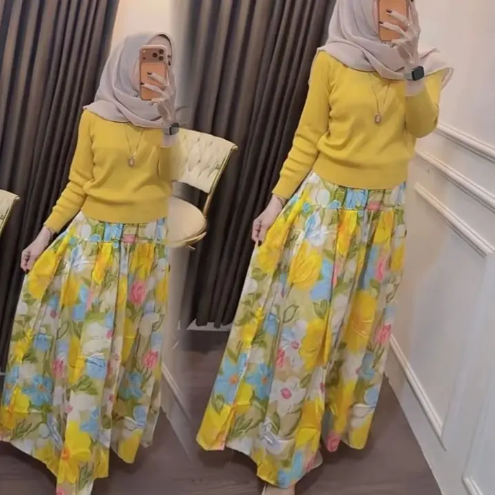 Rok Motif Bunga Mekar Susun 3
