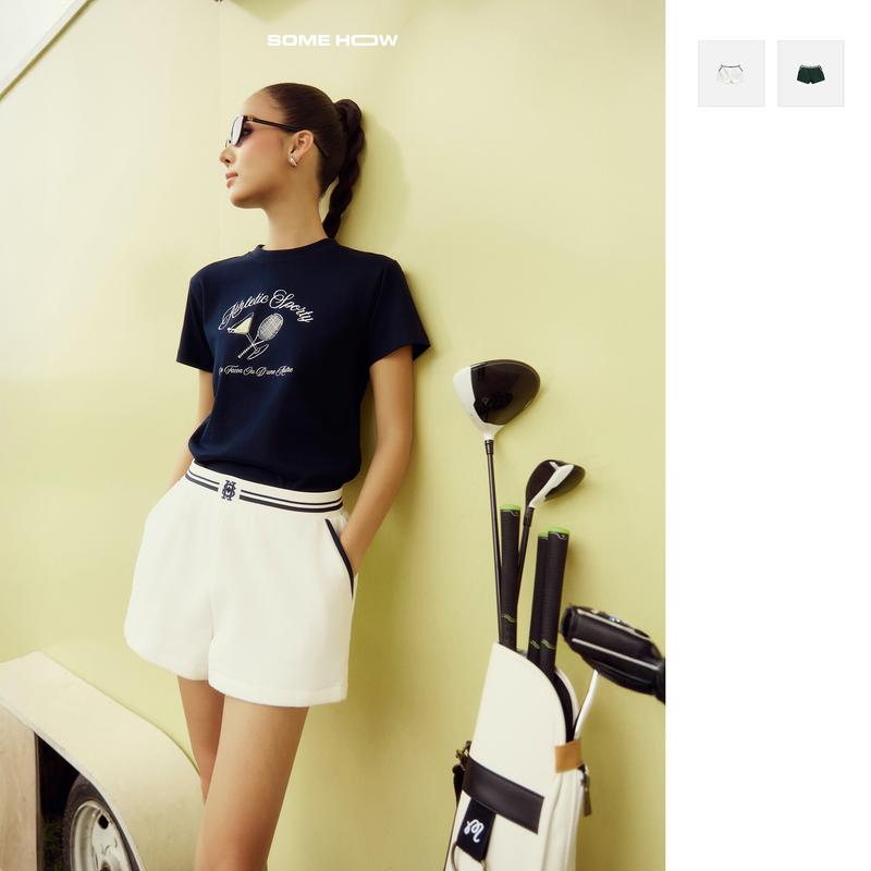   New10  Quần Short Nữ Sporty Contrast Waist Chất Vải Nỉ Cào Thoải Mái WQS021 SOMEHOW 